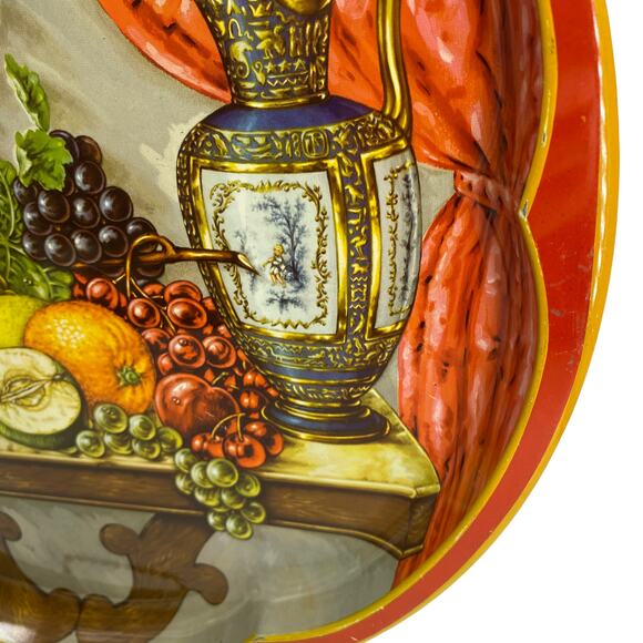 Vintage Round Metal Tray DAHER DECORATED WARE Made in England Fruit Flowers Ewer - Picture 10 of 12